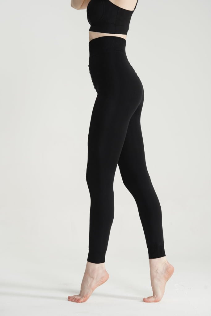 Black basic Fleece-Lined Footless Tights
