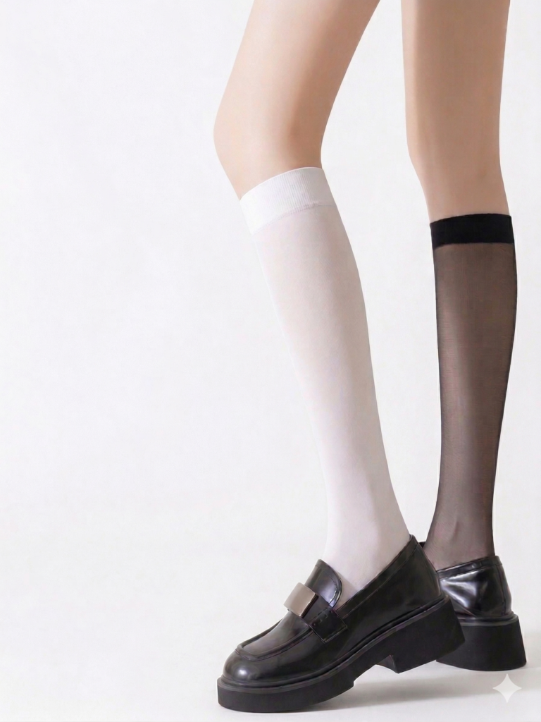 15D Sheer Knee-High Silk Stockings