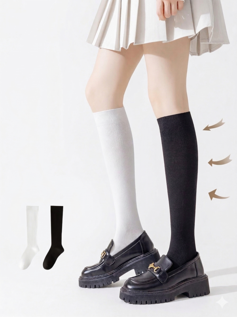Opaque Mid-Calf Socks