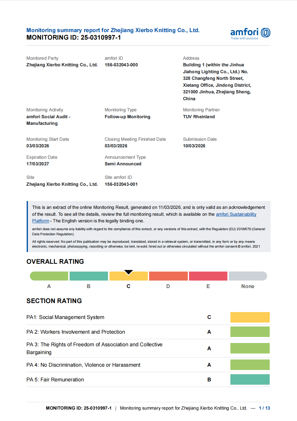 BSCI Business Social Compliance Initiative Certificate
